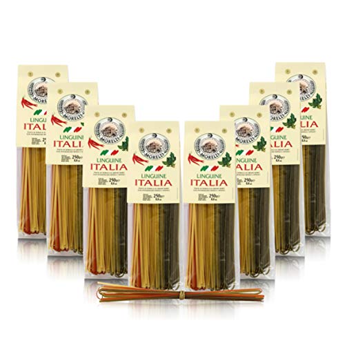 Antico Pastificio Morelli 1860 Srl Pasta Italiana De Sémola De Trigo Multicolor, Formato Linguine - Lote De 8 x 250g