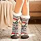 Weihnachtssocken, Warme Socken Weihnachten, Kuschelsocken Damen, Christmas Socks mit Teddyfutter und Anti Rutsch Noppen, Wintersocken für Damen und Herren(Schwarz Weihnachtsmann)