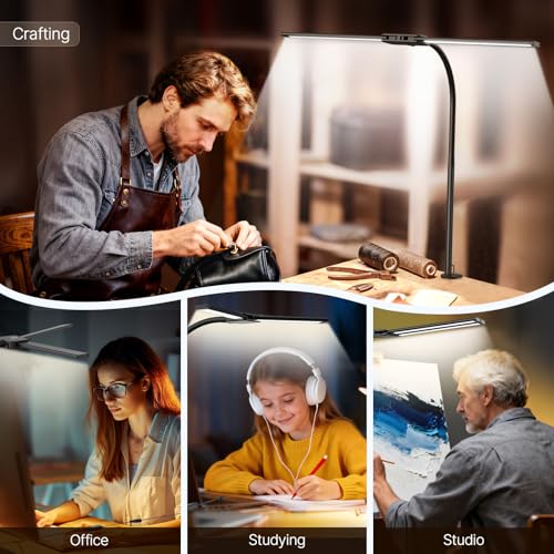 Image of Syrinx LED Desk Lamp for Home Office, Architect Desk Lamp with Clamp, Gesture /Wired Control, Ultra Bright Gooseneck Desk Light, Memory & Timer, 50 Lighting Modes for Study, Reading, Crafting