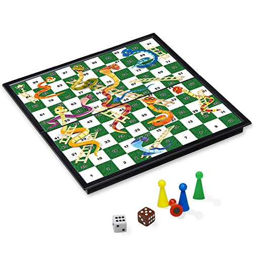 Juego de mesa Snakes and Ladders compacto plegable miniatura 1