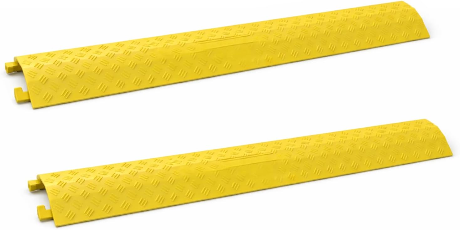 VIIBLE 2-Pack Yellow Large Drop Over Cable Ramp, 2000 lbs Capacity, Heavy Duty Protector for Hoses & Cords, Safe for High Traffic, Indoor/Outdoor Cord Concealer.