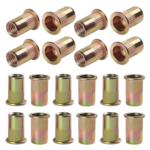 FOMGIIN 100 Pièces M3 écrous à Sertir, En Acier Au Carbone Galvanisé écrou Insert Riveter Manchon, Ronds Aveugles Insers Fileté Riveteuse, écrous à Rivets Flat Head Threaded Rivet Nuts