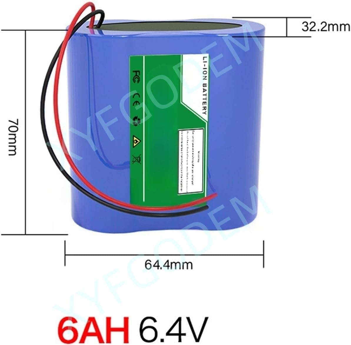 Batteria ricaricabile agli ioni di litio di ricambio 6,4 V Ah 12 18 24 30 LiFePo4 con cavo per giocattoli elettrici, illuminazione solare