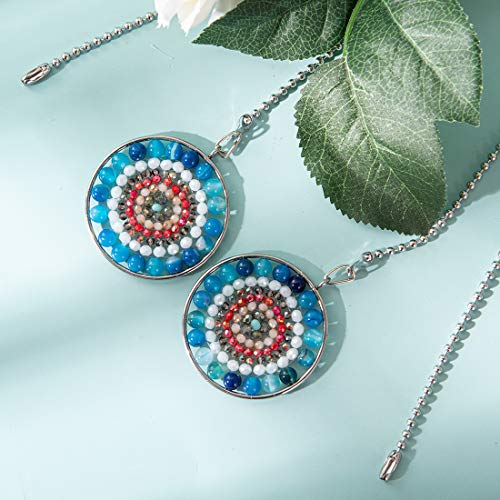 Image of LONGSHENG Mandala Beads Tree of Life Fan Pull Chain Fan Light Replacement Extender Pull Chain, Pack of 2