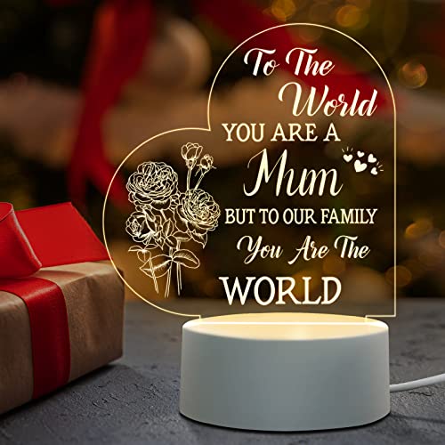 Regalos de cumpleaños para mamá de hija, regalos de luz nocturna de acrílico para mamá, regalos de cumpleaños para mamá de hijo, Acción de Gracias, regalos de lámpara de noche para mamá Cover