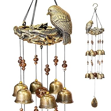 AMAZON - Bird Nest Wind Chimes,Wind Chimes for Outside with 12 Wind Bells for Glory Mothers Love Gift,Bird Bells Chimes Hanging Decoration for Outside Garden Yard Church, Bronze Wind Chimes