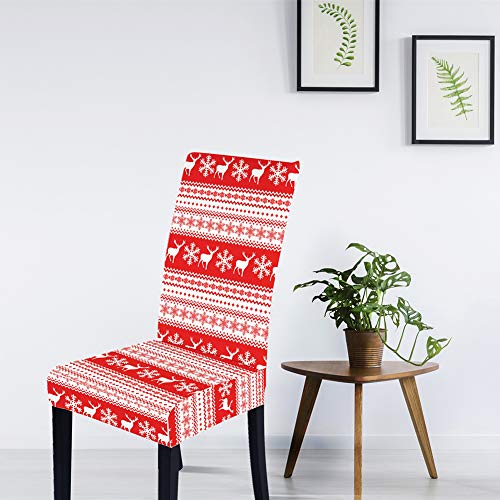2/4/6 Stuks Kerst Eetkamerstoel Beschermer Zetelbeschermer Kussenovertrekken Stretch Verwijderbare Wasbare Gedrukte… - Afbeelding 5