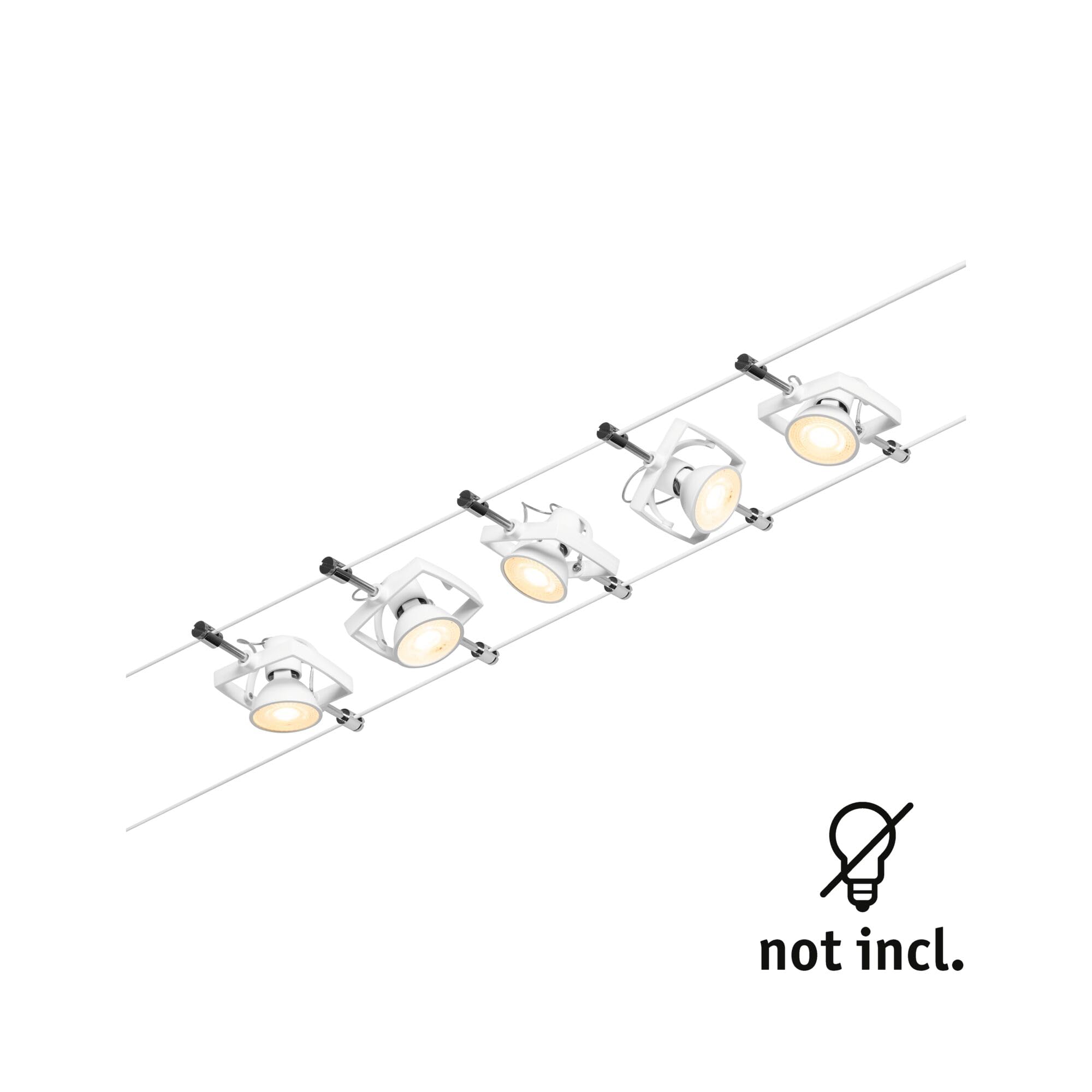 Paulmann CorDuo, sistema di cavi per faretti, 94432, set Mac II, massima CC 5 pezzi da 10 Watt l’uno, estensibile, bianco, opaco, cavi in plastica, GU 5,3, senza lampadine