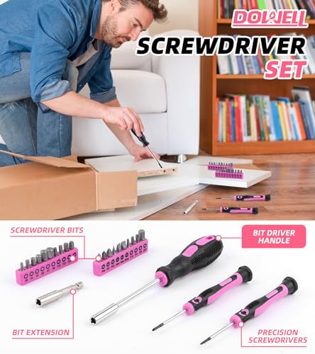 Image of DOWELL Pink Tool Kit 140PCS for Women, Girls, Ladies, Household Tool Set