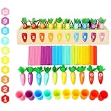 BRIGHTFUFU Giocattoli Didattici in Legno Numeri e Colori per Bambini Piccoli, Gioco Montessori per Sviluppo Cognitivo e Abbinamento Numerico, Set Carote Gioco Educativo per Prima Infanzia