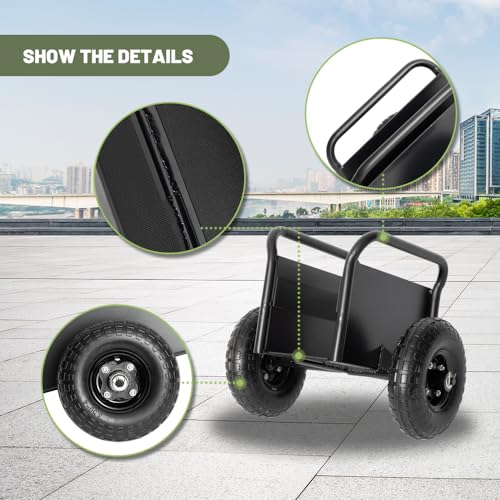 Yeeoy YEEOY-SLABDOLLY-BLACK Heavy Duty Panel Dolly, Slab Dolly With Handle, 10 Inch Solid Rubber Tires Wheels,1000Lbs Load Capacity All Terrain Moving Cart For Heavy Drywall Sheet & Material Handling thumb #5