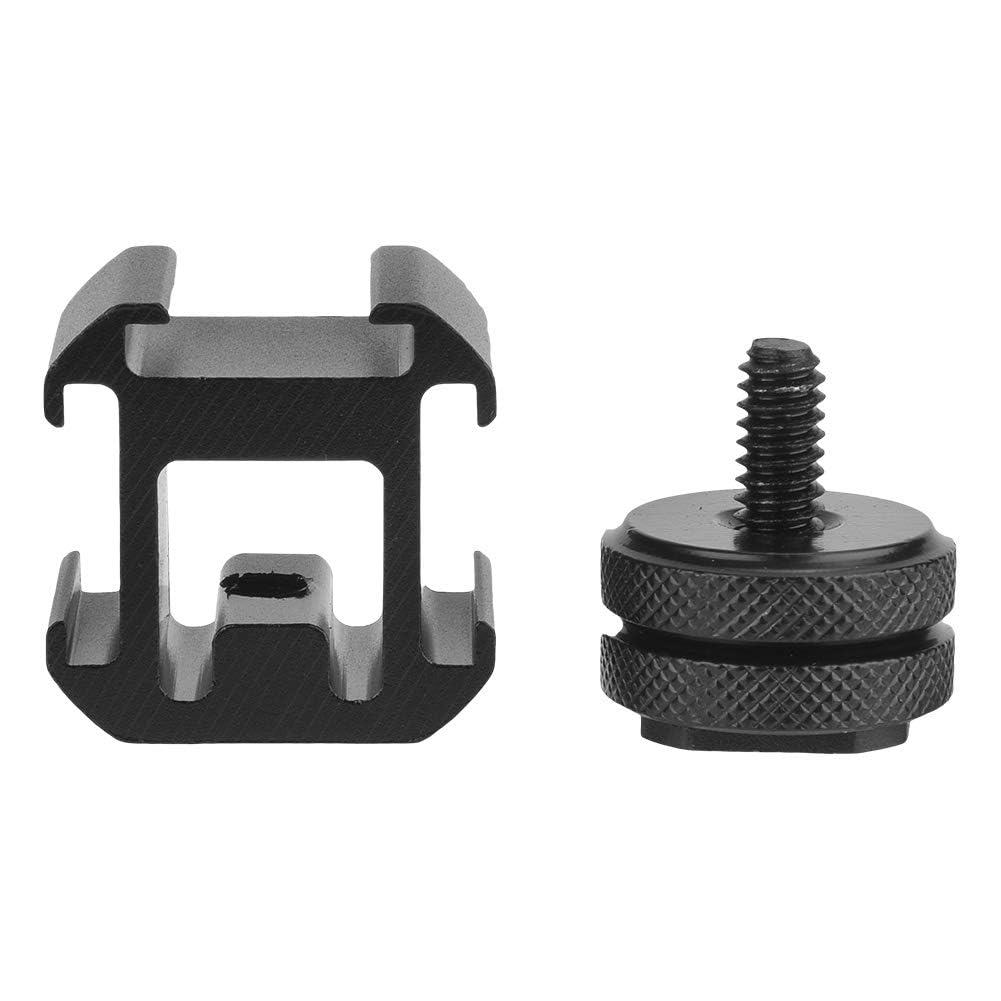 Triple Hot Shoe Mount Adapter Precision CNC Processing for Microphone LED Video Light Small Size and Exquisite Black