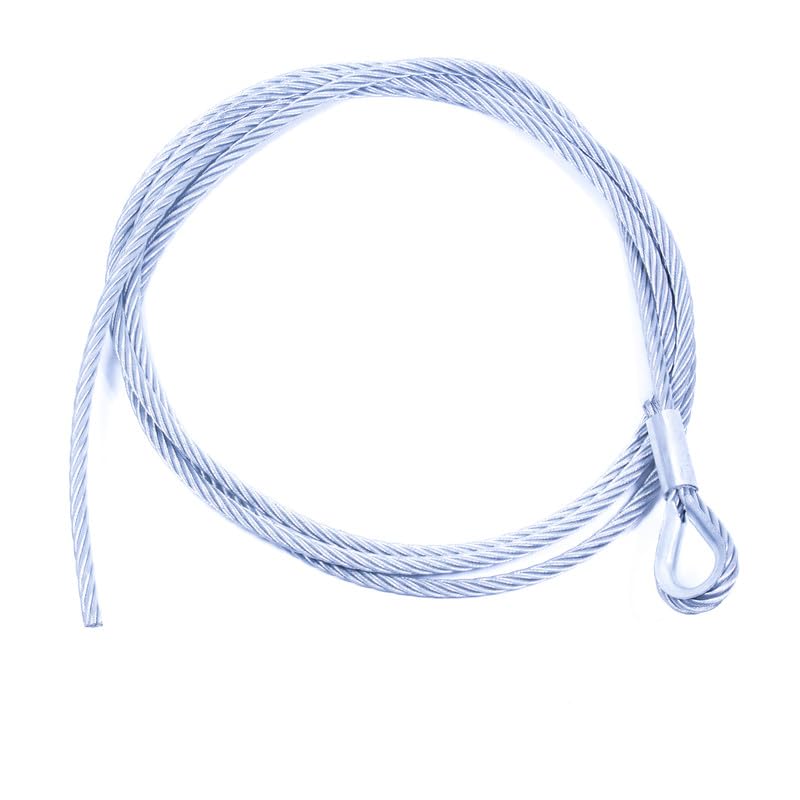 Cable de acero de 14 mm x 10 m de longitud con guardacabos, cable de alambre para cabrestantes, cable forestal, resistente de acero industrial, cable de alambre de acero