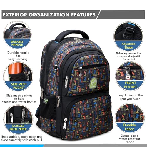 Image of Chris & Kate Premium 32 L Multi-Print School Bag for Boys Girls and Kids Spacious Interiors Casual Backpack Perfect for School, College, Everyday Use Includes Free Stationery Pouch and Rain Dust Cover