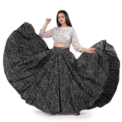 Image of JYESHTA Women's American Crepe Flared A Line Stitched Long Skirt with 12 Mtr Flare 40 in Height | Skirts for Women Long Length | Long Skirts for Girls