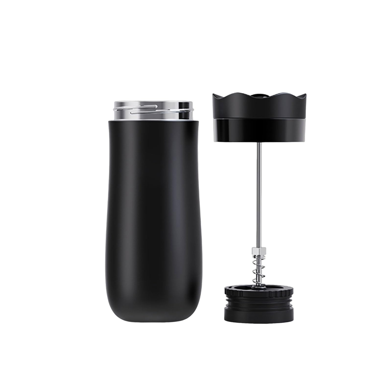 Pressa Francese da Viaggio in Acciaio Inox 320ml, Tazza Termica 8 | Caffettiera sottovuoto a doppia parete, coperchio a prova di perdite, per campeggio