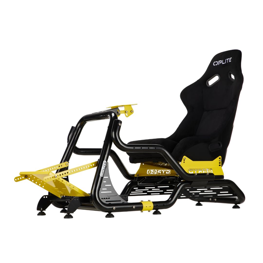 OPLITE Cockpit GTR S8 Elite Force Yellow Cockpit professionnel pour Simulation de Course Pilotage Simracing et Flightsim avec tubes de renfort latéraux