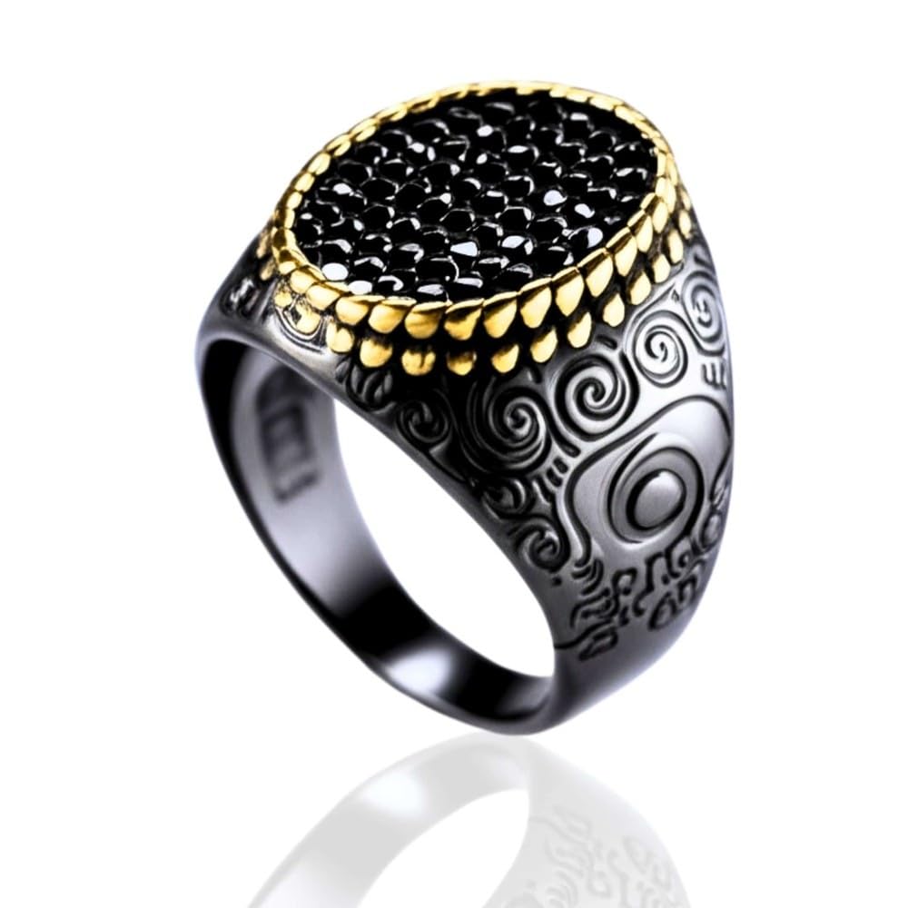 Royal Series - DARK HALO RING - Pure Stainless Steel Men’s Steel-Plated Black-Gold Ring – Statement Luxury Jewelry (Size : 16-21-26)-image-2