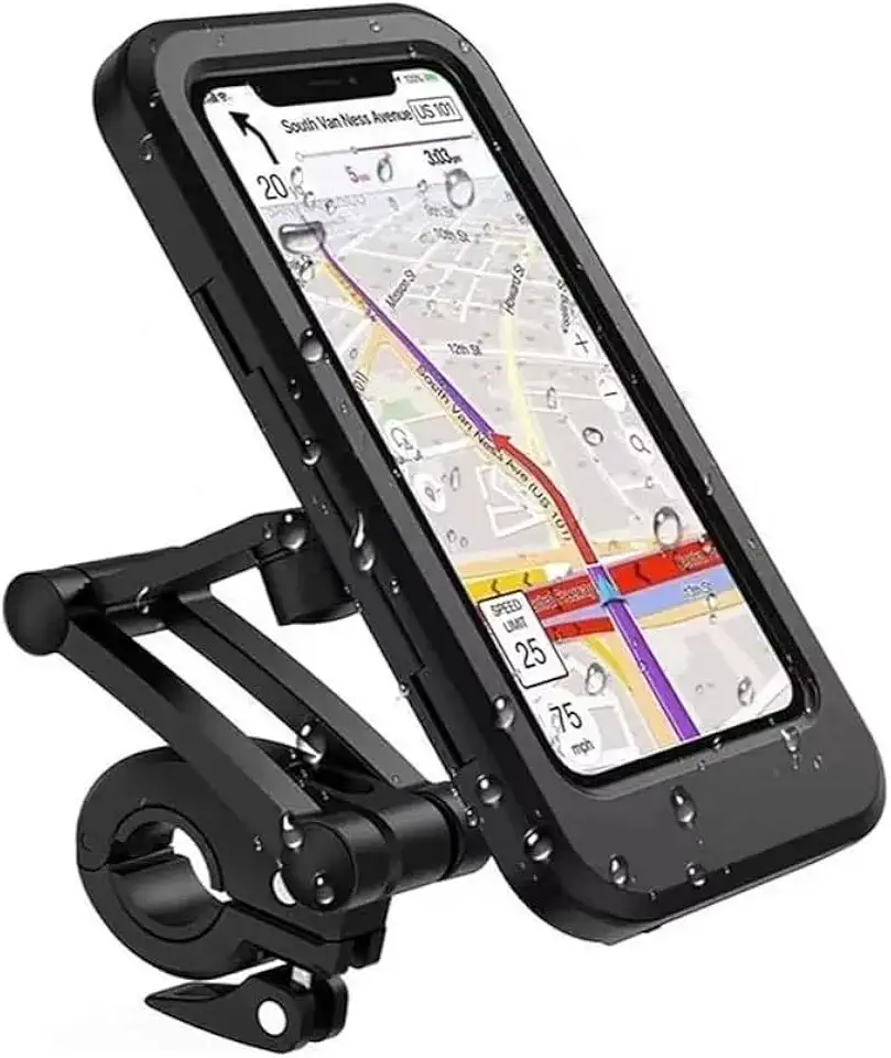 Suporte Porta Celular para Moto e Bike à Prova d’Água IPX6, Universal para até 6.5”, Rotação 360°, Fixação Segura no Guidão, Sistema Antiqueda e Antifurto, Ajustável, Ideal para Bicicleta e Moto