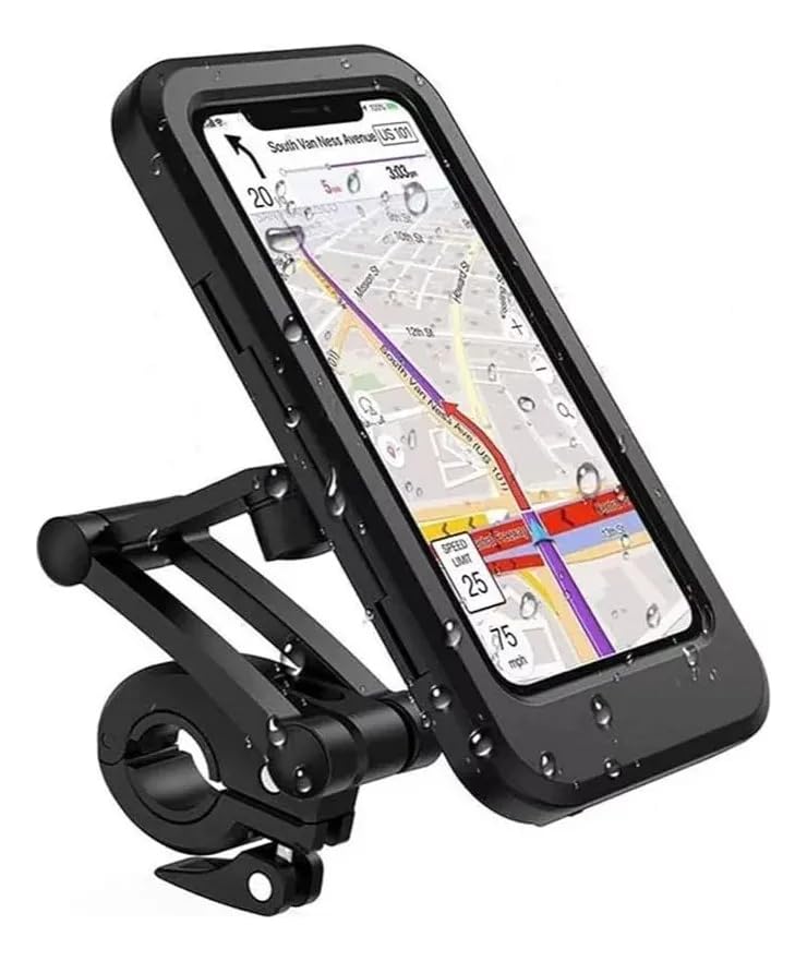 Suporte Porta Celular para Moto e Bike à Prova d’Água IPX6, Universal para até 6.5”, Rotação 360°, Fixação Segura no Guidão, Sistema Antiqueda e Antifurto, Ajustável, Ideal para Bicicleta e Moto