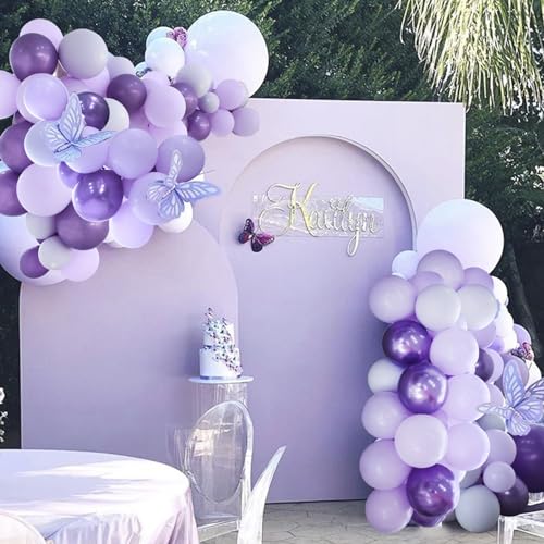 Felice Arts Purple Balloons Garland Kit Pastel Purple Balloons Arch Kit Metallic Purple and Different Size Latex Balloons Set for Girl\'s Birthday Baby Shower Wedding Party Decoration