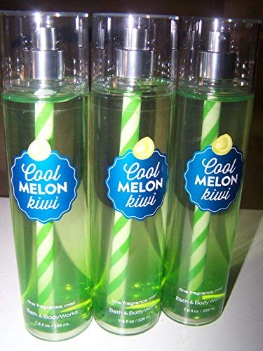 Lot of 3 Bath & Body Works Cool Melon Kiwi Fine Fragrance Mist 8 Fl Oz Each (Cool Melon Kiwi)