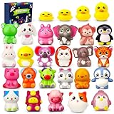 LNCOJOLM 24 PCS Party Favors Squeeze Squishies Fidget Sensory Toys for Kids, Slow Rising Soft Animal for Stress Relief EDC, Cute Rabbit Cat Duck Birthday Gift Party Supply Easter Egg Filler