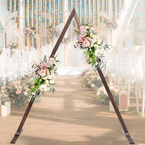 Dreieckiger Hochzeitsbogen aus Holz für Zeremonie, Hochzeitslaube, Hintergrundständer für Garten, Hochzeit, Partys, Dekorationen, rustikale Hochzeitsbögen