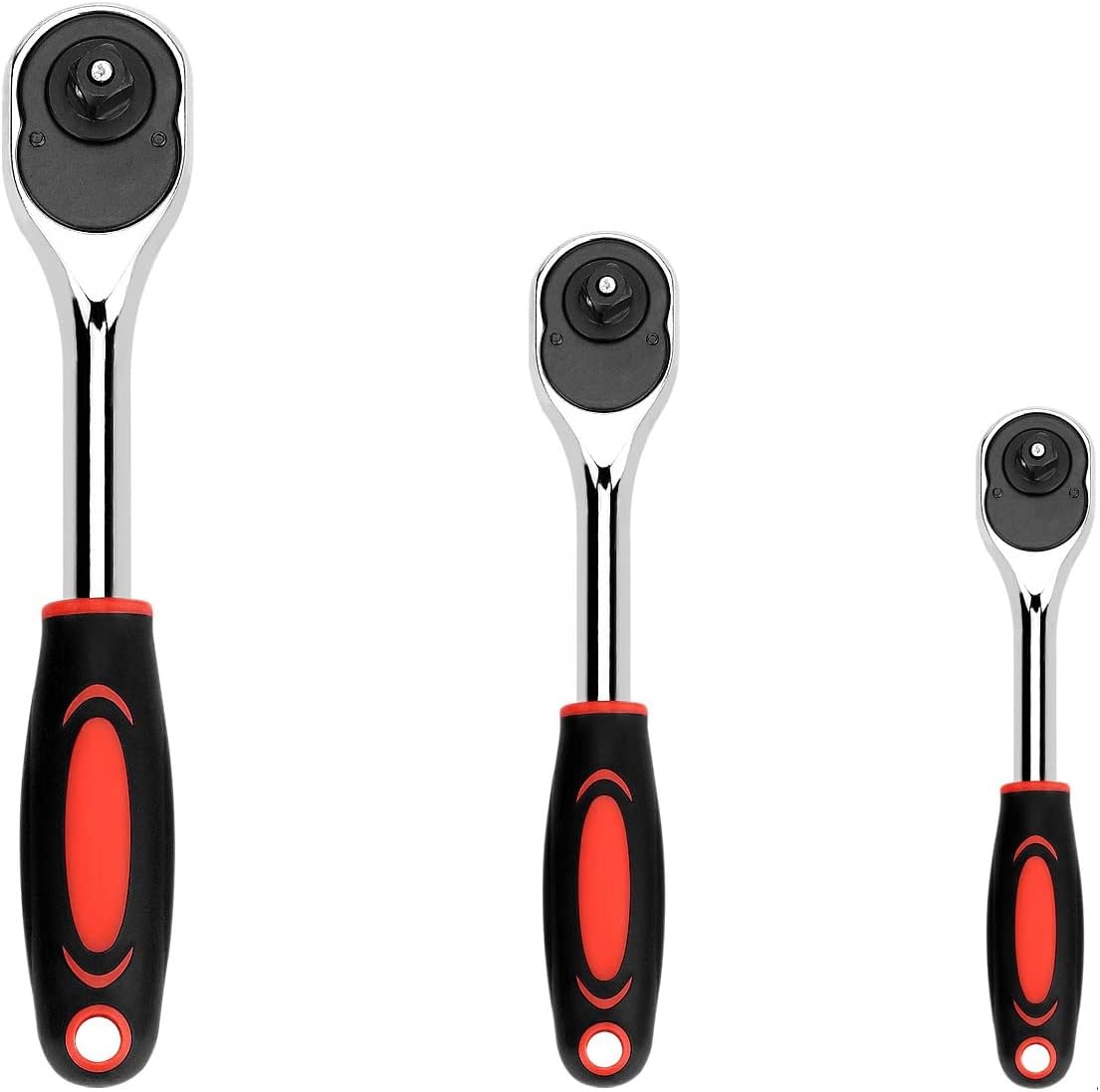 Trintion Socket Wrenches 1/2" 3/8" 1/4" Ratchet Spanner Set 3Pcs Drive Ratchet Wrench Tool Set ?Heavy Duty Quick Lever Release Wrench ?with Cushion Grip Handle Lock for Furniture Auto Car Repair