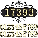 Qishiyi House Numbers for Outside,Metal House Address Numbers for Hotel House Home Office Garden Decorative Wall,Black Modern Home Address Signs for House