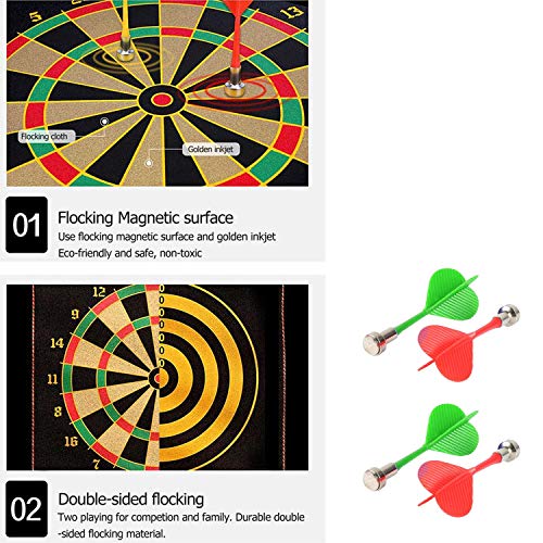 Image of Zest 4 Toyz 18 Inch Magnetic Dart Board for Kids and Adults Double Sided Dartboard Game with 4 Magnetic Darts Indoor Outdoor Target Game for Family Party and Gift