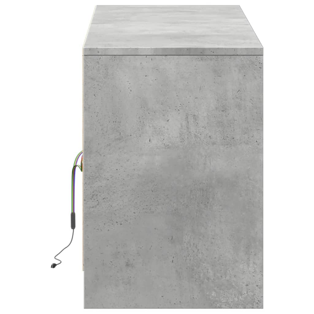 TV-Schrank mit LED-Beleuchtung, Betongrau, 139,5x34x50 cm, Holzwerkstoff, für Wohnzimmer, Entertainment Center, Media Console