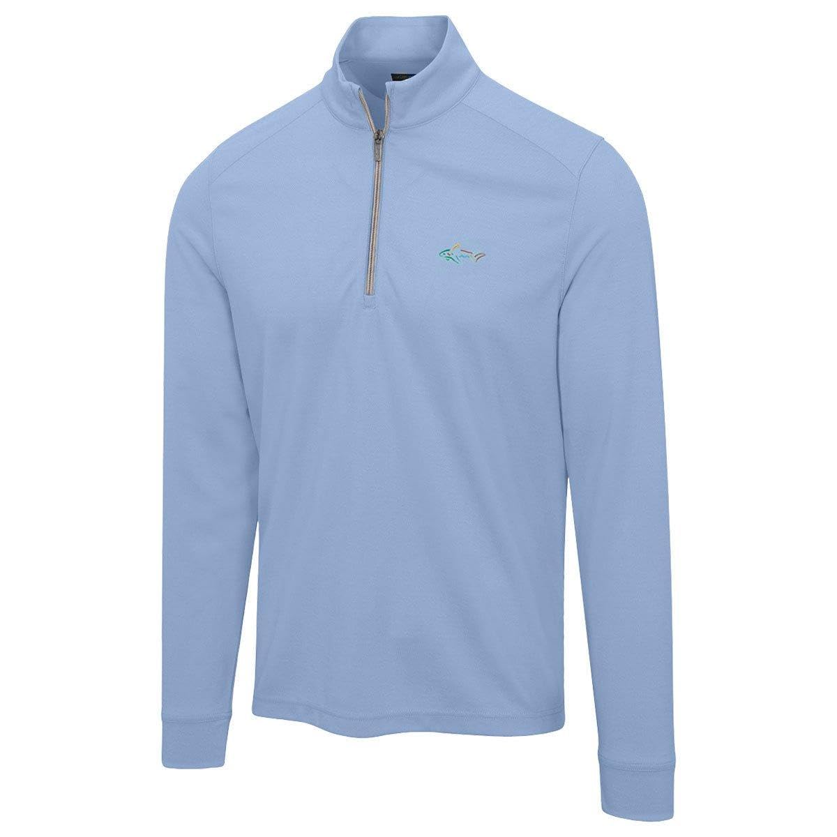 Greg Norman Men's Blue Heather Freedom Performance Pullover Half Zip Golf Mid Layer - Medium