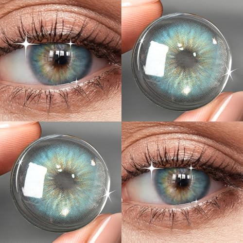 GLAMLENS Paola Blue (Bleu) - Lentilles couleur discrètes d'aspect naturel et sans correction - Lentilles de couleur de 3 mois