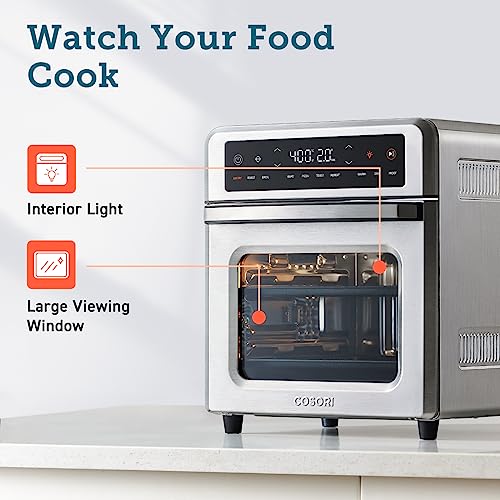 COSORI-Air-Fryer-Toaster-Oven-13-Qt-Airfryer-Fits-8-Pizza-11-in-1-Functions-with-Rotisserie-Dehydrate-Dual-Heating-Elements-with-Convection-Fan-for-Fast-Cooking-Cookbook-6-Accessories-Silver