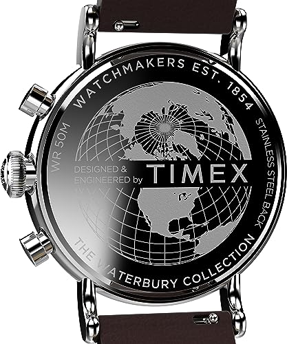 Image of Timex Waterbury 39mm Men's Analog Watch | Durable Stainless Steel Case | Day and Date Window | Durable Design | 100M Water Resistance