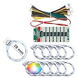 SJ@JX RGB LED Light Ring for 28mm & 30mm Arcade Buttons with Control Encoder Board (white)