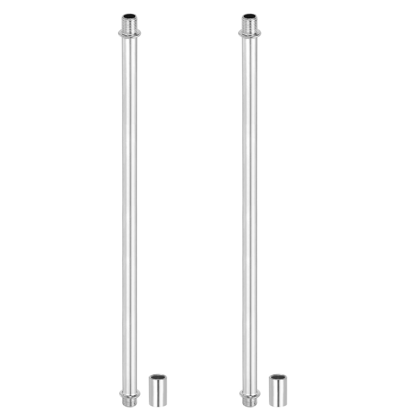 PATIKIL Straight Pipe Lamp Stems Rod Kit, 2 Set M10 Carbon Steel 300mm(11.81") Long Double End Thread Rod with Coupling Nuts Sleeve Connector for Table Lamps Chandeliers,Chrome — image 1