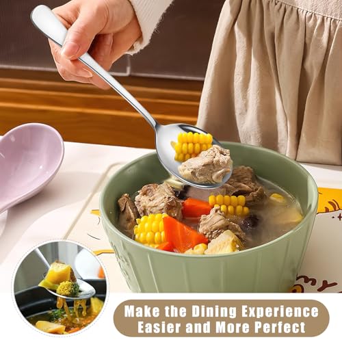 7 Pack Serving Spoons, Large Serving Spoons for Buffet, Serving Tongs for Buffet, Table Spoons, Slotted Spoon, Stainless Steel Serving Utensils for Parties, Gift for Wife, Mother, Chrismas - Image 6