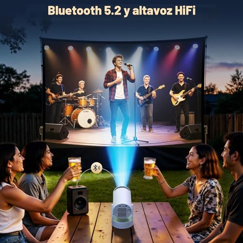 Miniatura 7 de Videoproyector Portátil Con Batería, Mini Proyector Compatible Con Resolución 4k Android Tv 11 Wifi 6 Bluetooth, 3 Horas Autonomía, Exterior Acampada Jardín, 220 Rotación, Cine Casa Aire Libre