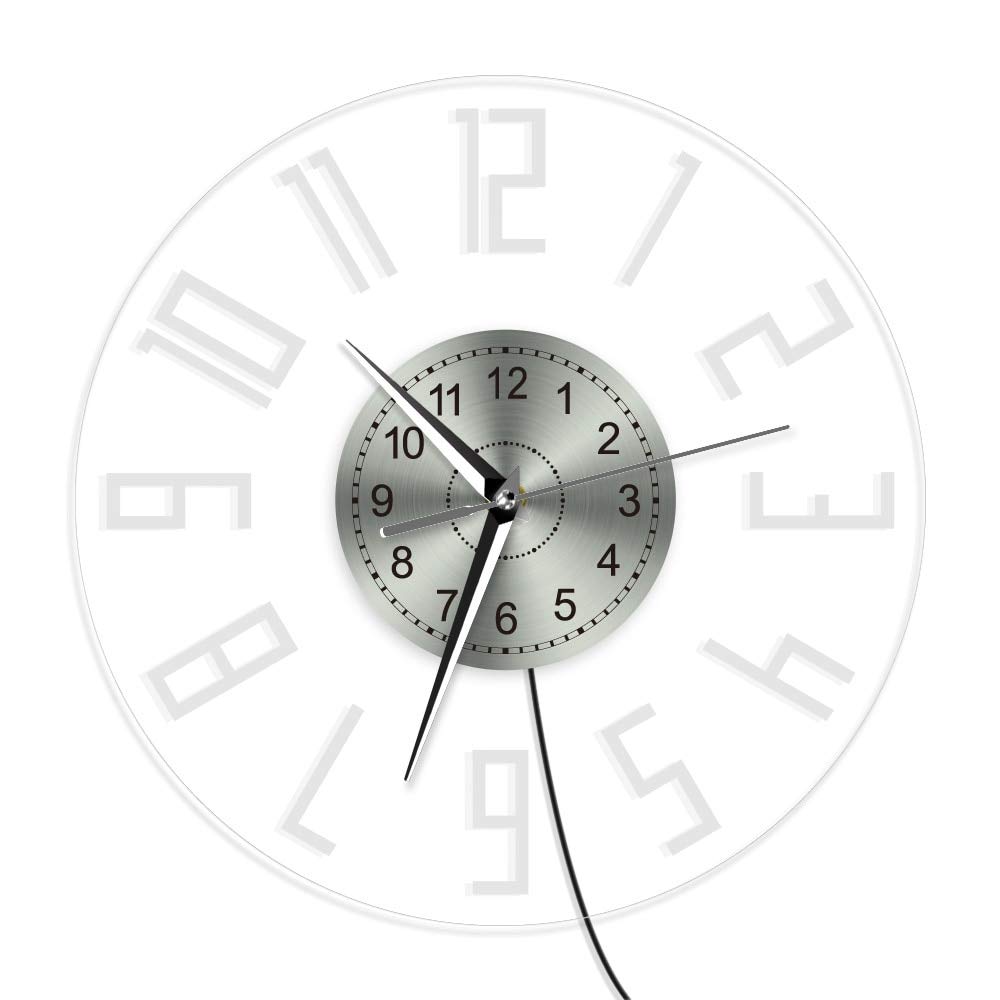 30cm Chiffre Romain Changement De Couleur Moderne Applique Murale LED Néon Horloge Murale avec Rétro-Éclairage LED Veilleuse Acrylique Chambre D'enfant Pépinière Horloge 7 Couleurs Changeables Cadea