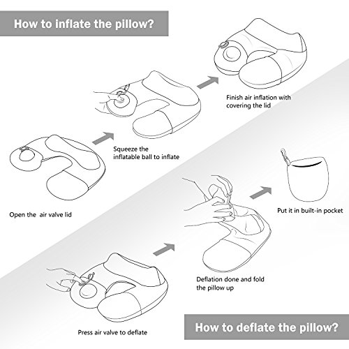 Image of Keemall Inflatable Travel Pillow, Premium Airplane Neck Pillow for Long Flight Sleeping, Soft 100% Cotton Travel Pillow for Plane Head Rest, Portable Traveling Essentials