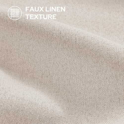 Image of HOMEIDEAS 100% Blackout Beige Faux Linen Curtains 52W x 63L 2 Panels
