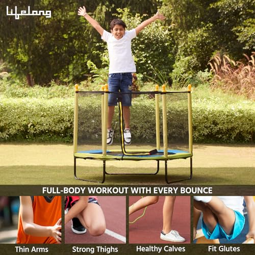 Image of Lifelong 55-Inch Trampoline for Kids with Safety Net, Spring Cover Padding, Exercise Rebounder for Indoor & Outdoor Use, Kids Jumping Bouncer Trampoline for Home