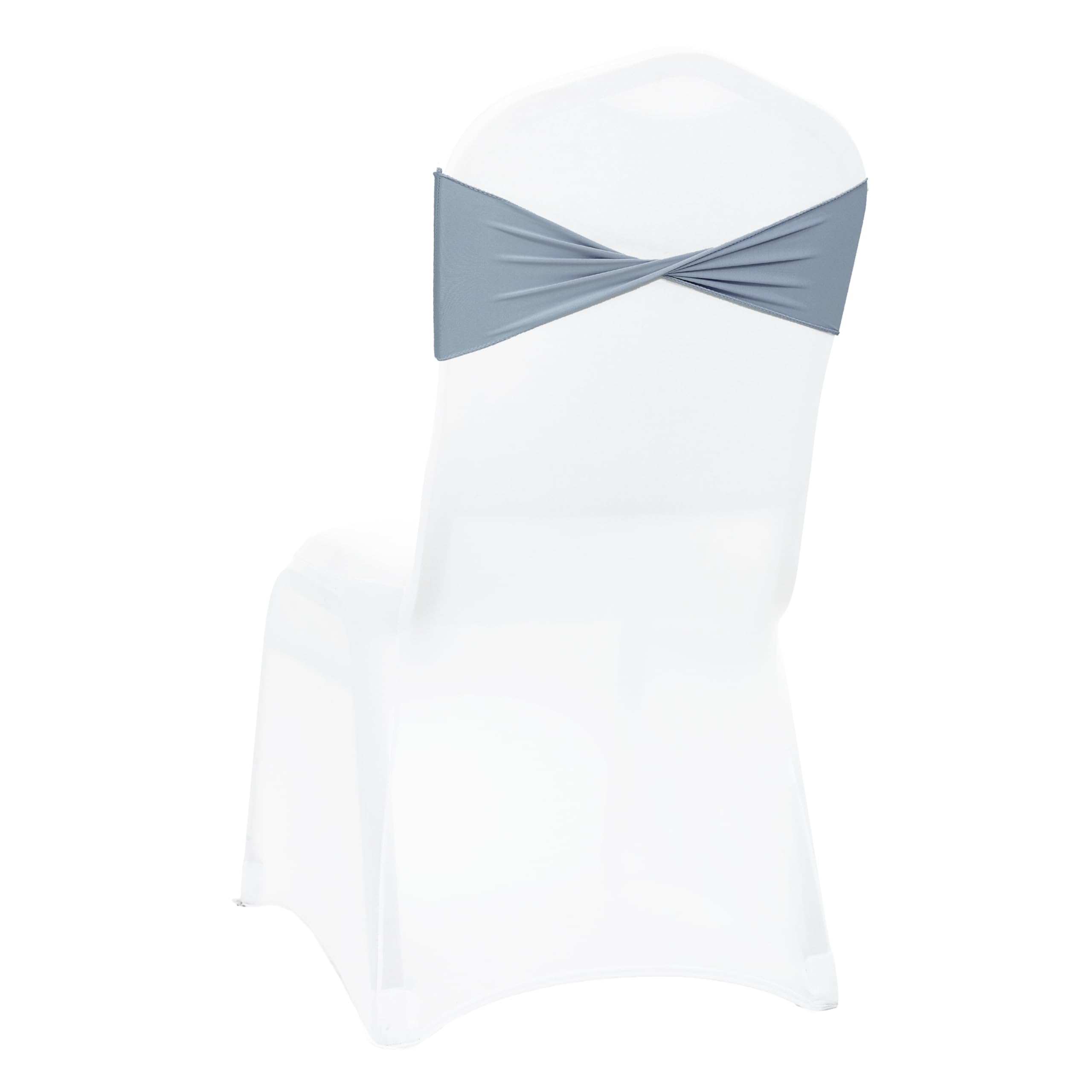 VDS Pack of 25 PCS | Dusty Blue | Spandex Chair Sashes Bows Without Buckle | Stretch Elastic Banquet Universal Folding Chair Band Tie with for Wedding Party Conference Celebration Event Decoration — image 1