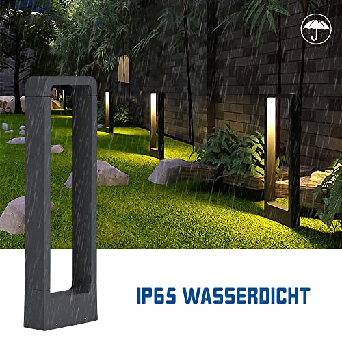 Shuniu LED Wegeleuchten Außen 7W, Gartenleuchte, 3000K Aussenleuchte Stehlampe, Pollerleuchte 48CM IP65, Standleuchte für Garten