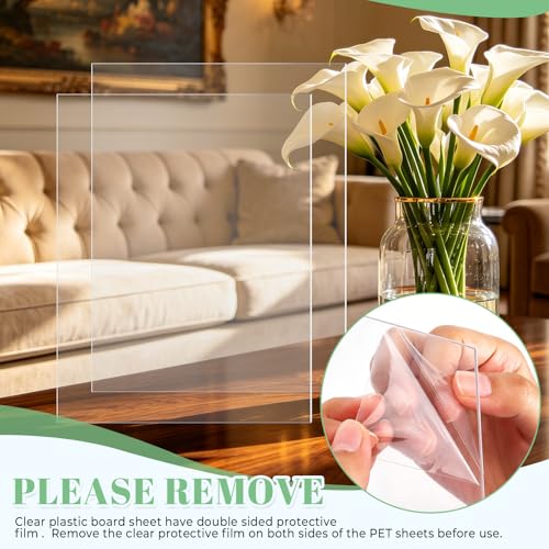 Image of TKOnline 20 PCS Plexiglass Sheets, 8.5 inch x 11 inch x 0.01 Clear PET Sheet Panels, Clear Acrylic Plastic Sheet for Picture Frame, Invitations, Poster Frames Plastic Board