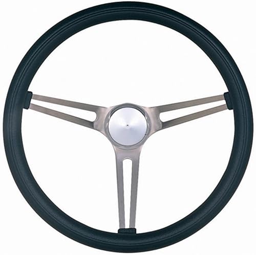 Miniatura 2 de Grant 969-0 - Volante estilo nostalgia clásico con agarre de espuma negra y radios de acero inoxidable cepillado