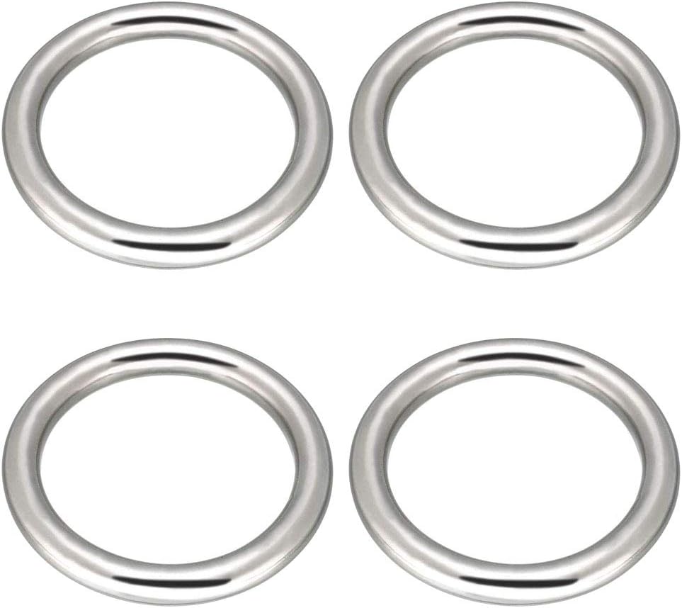 3" Seamless Metal O Ring, 4 Pack 304 Stainless Steel Rings Load 440lbs, Solid, Heavy Duty Multi-Purpose Metal O-Ring for Macrame,Dog Leashes
