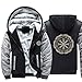 Hommes/Femmes Viking Talisman Impression Numérique Pulls en Peluche, Pull Unisexe avec Chapeau, Veste Zippée À Capuche Mythologie Nordique,Dark Gray Sleeves,M